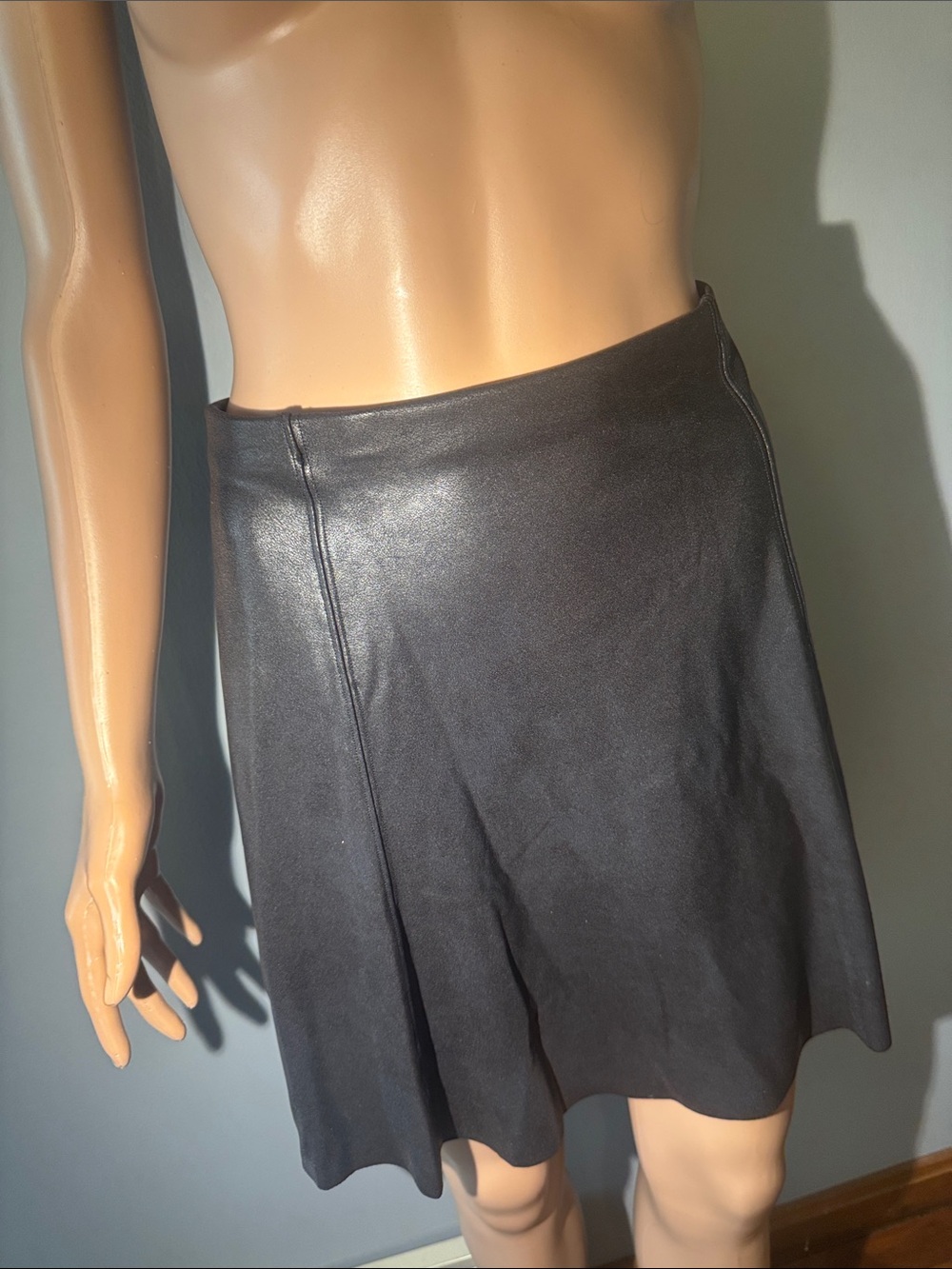 SPANX Black Faux Leather Circle Skirt